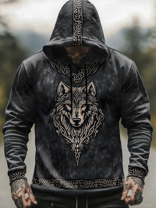 Herren Viking Wolf Kapuzen-Sweatshirt