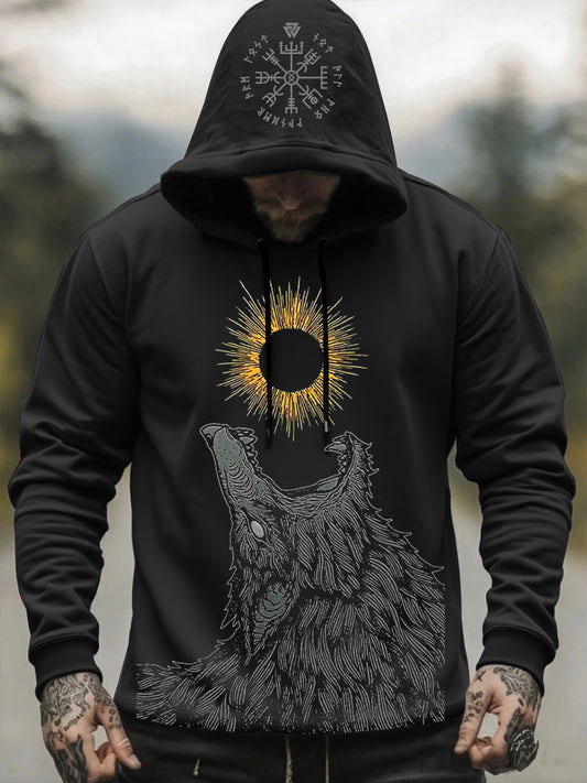 Herren Viking Wolf Kapuzen-Sweatshirt