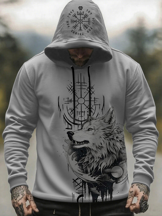 Herren Viking Wolf Kapuzen-Sweatshirt