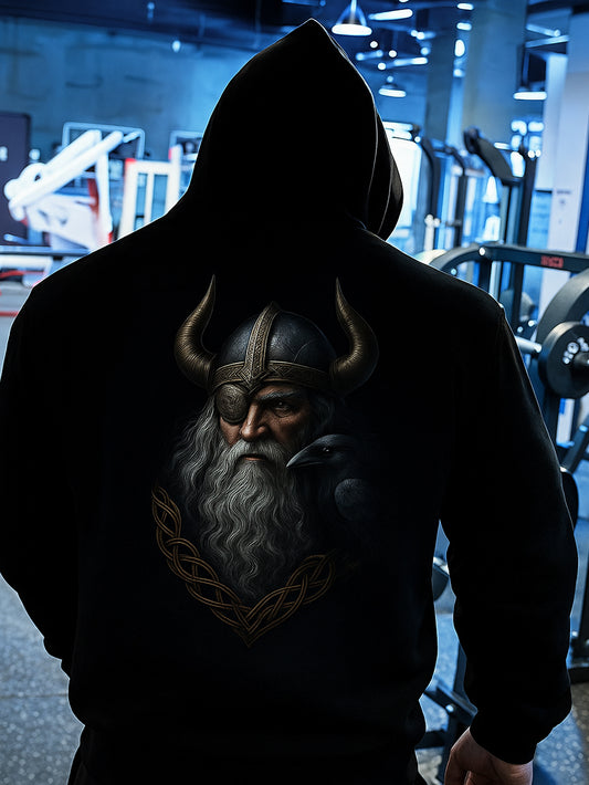 Sweatshirt Sweatshirt mit schwedischem Viking Print mit Kapuze