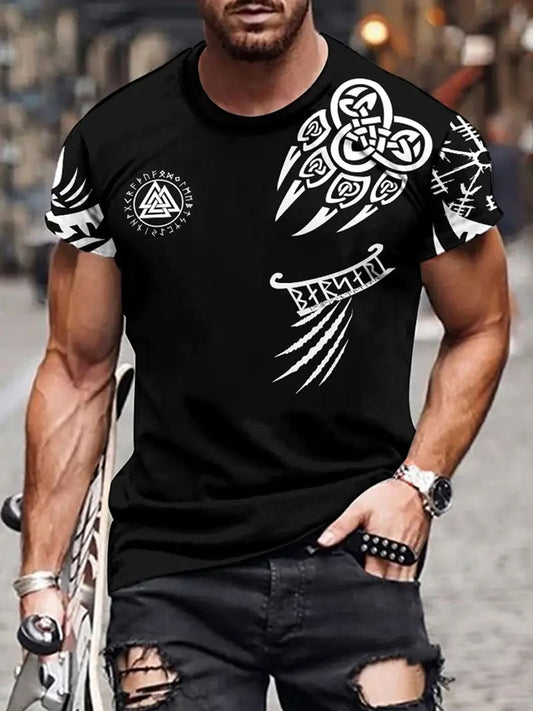 Vintage Swedish Viking Print T-Shirt