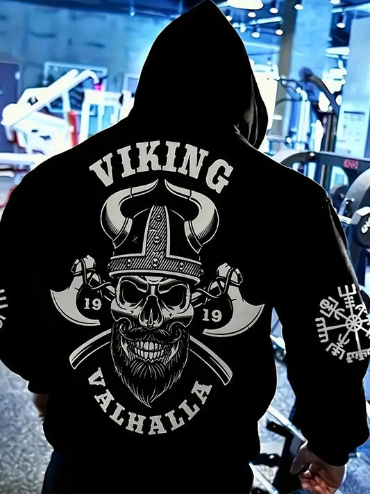 Sweatshirt Sweatshirt mit schwedischem Viking Print mit Kapuze