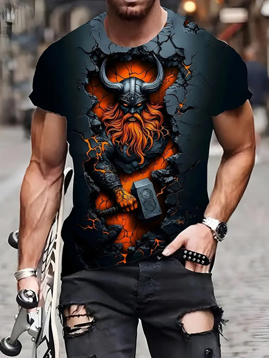 Vintage Swedish Viking Print T-Shirt
