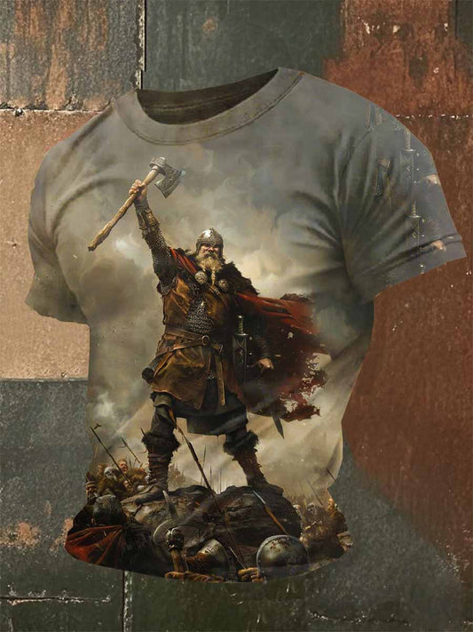 Vintage Tryckt Casual T-Shirt För Män