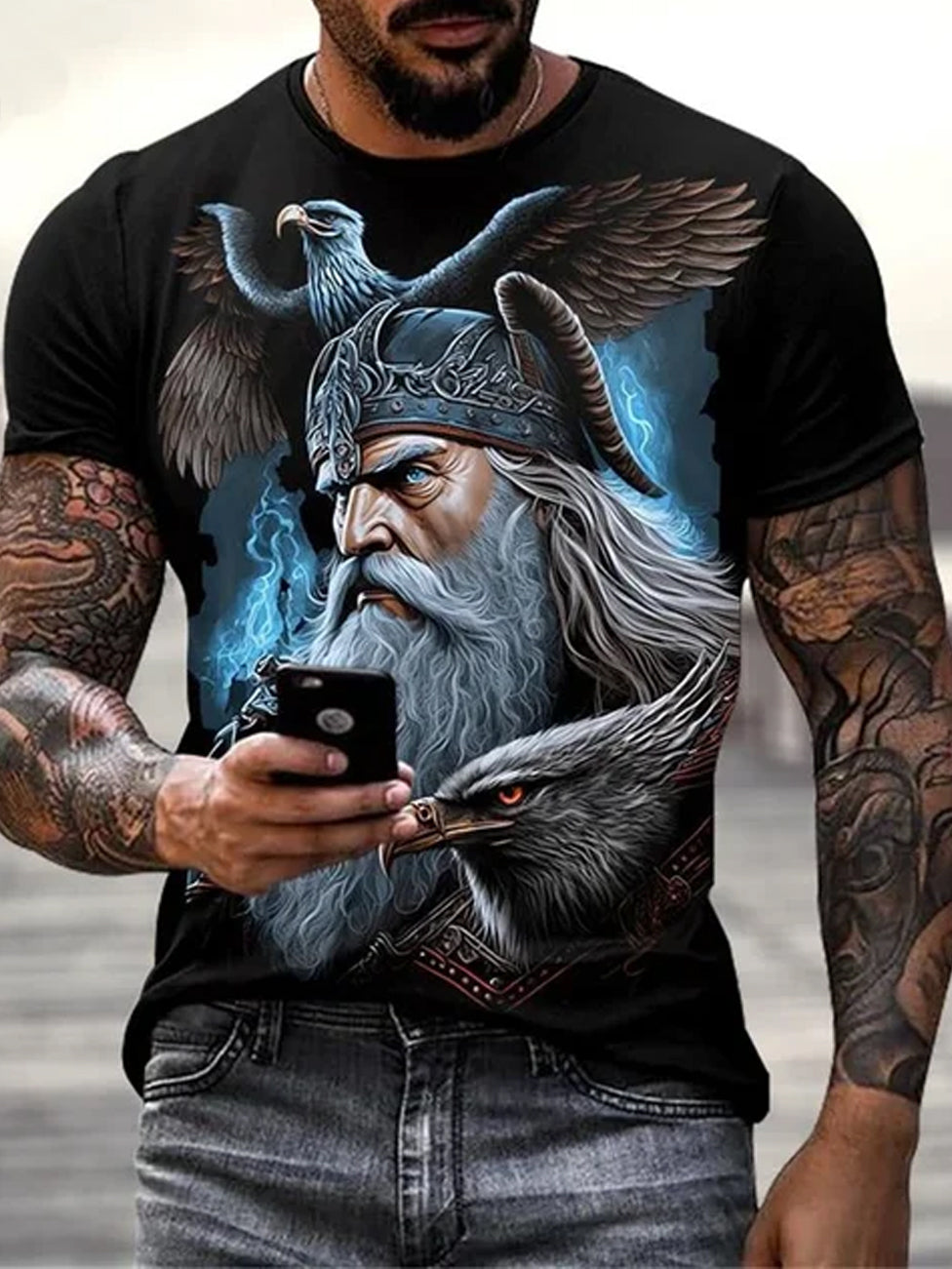 Vintage Swedish Viking Print T-Shirt