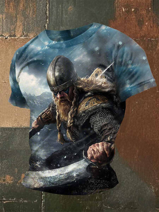 Vintage Tryckt Casual T-Shirt För Män