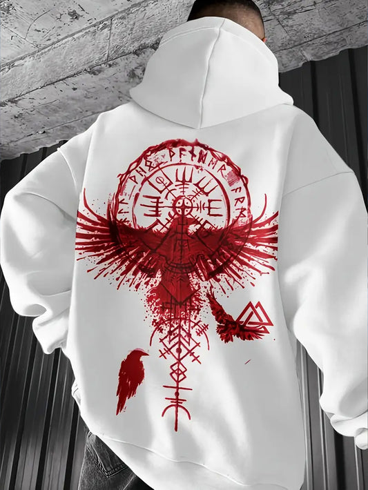 Sweatshirt Sweatshirt mit schwedischem Viking Print mit Kapuze