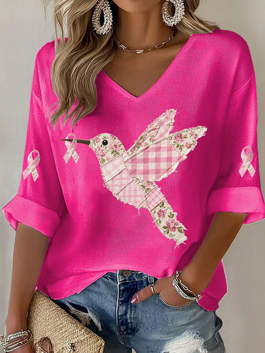Damen T-Shirt mit rosa Kolibri-Print