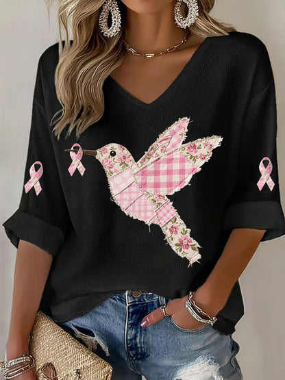 Damen T-Shirt mit rosa Kolibri-Print