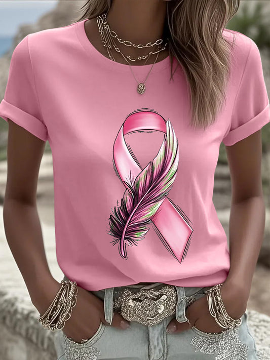 Frauen Brustkrebs Bewusstsein Rosa Band Kurzarm T-Shirt