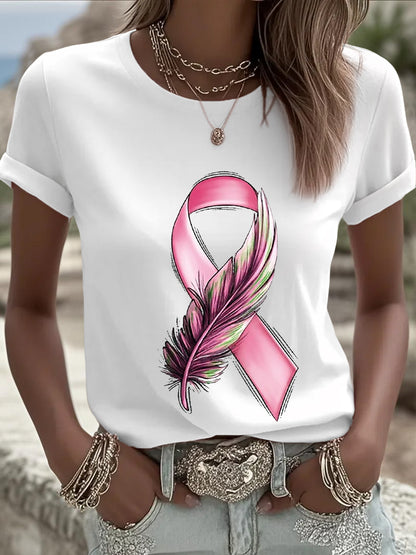 Frauen Brustkrebs Bewusstsein Rosa Band Kurzarm T-Shirt