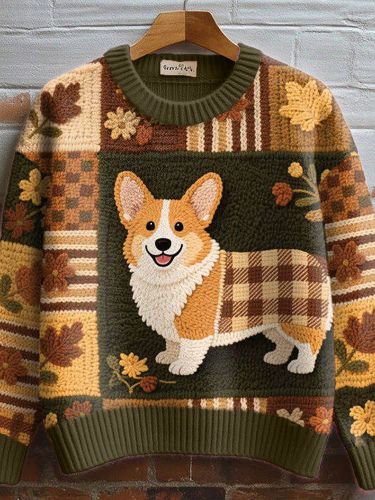 Cozy Strick pullover für Damen Corgi Crochet Art