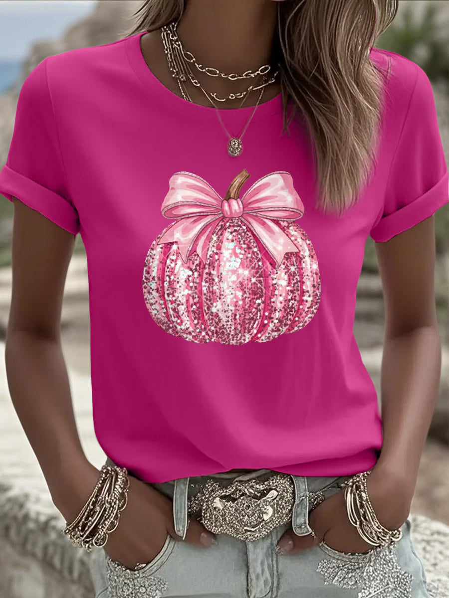 Frauen Rosa Kürbis druck Brustkrebs Sensi bilisierung Unterstützung T-Shirt