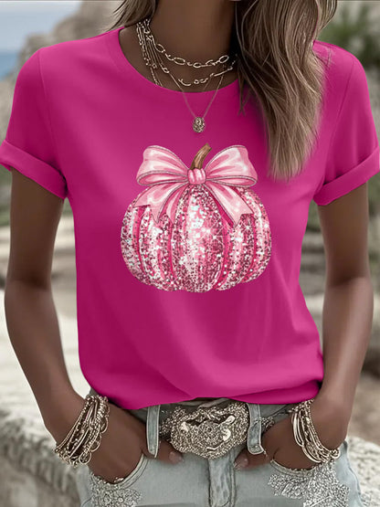 Frauen Rosa Kürbis druck Brustkrebs Sensi bilisierung Unterstützung T-Shirt