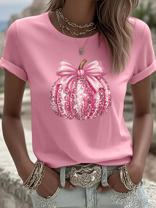 Frauen Rosa Kürbis druck Brustkrebs Sensi bilisierung Unterstützung T-Shirt