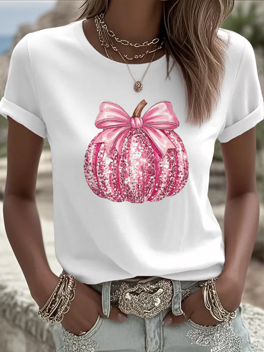 Frauen Rosa Kürbis druck Brustkrebs Sensi bilisierung Unterstützung T-Shirt