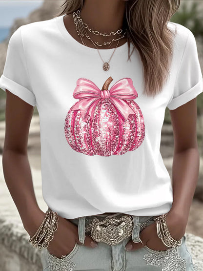 Frauen Rosa Kürbis druck Brustkrebs Sensi bilisierung Unterstützung T-Shirt