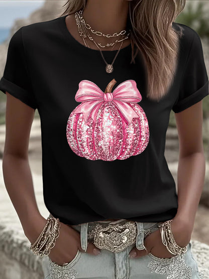Frauen Rosa Kürbis druck Brustkrebs Sensi bilisierung Unterstützung T-Shirt