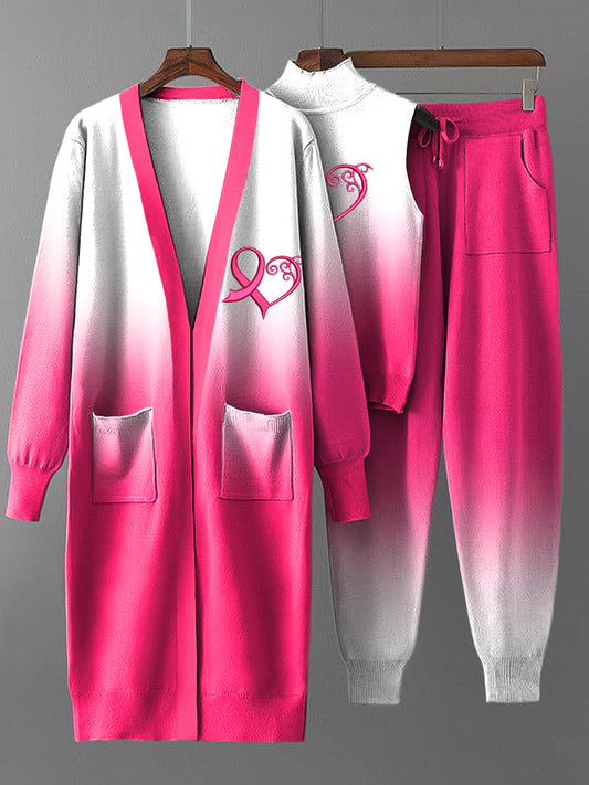 Dreiteiliger Damen-Vintage-Set mit Herz druck
