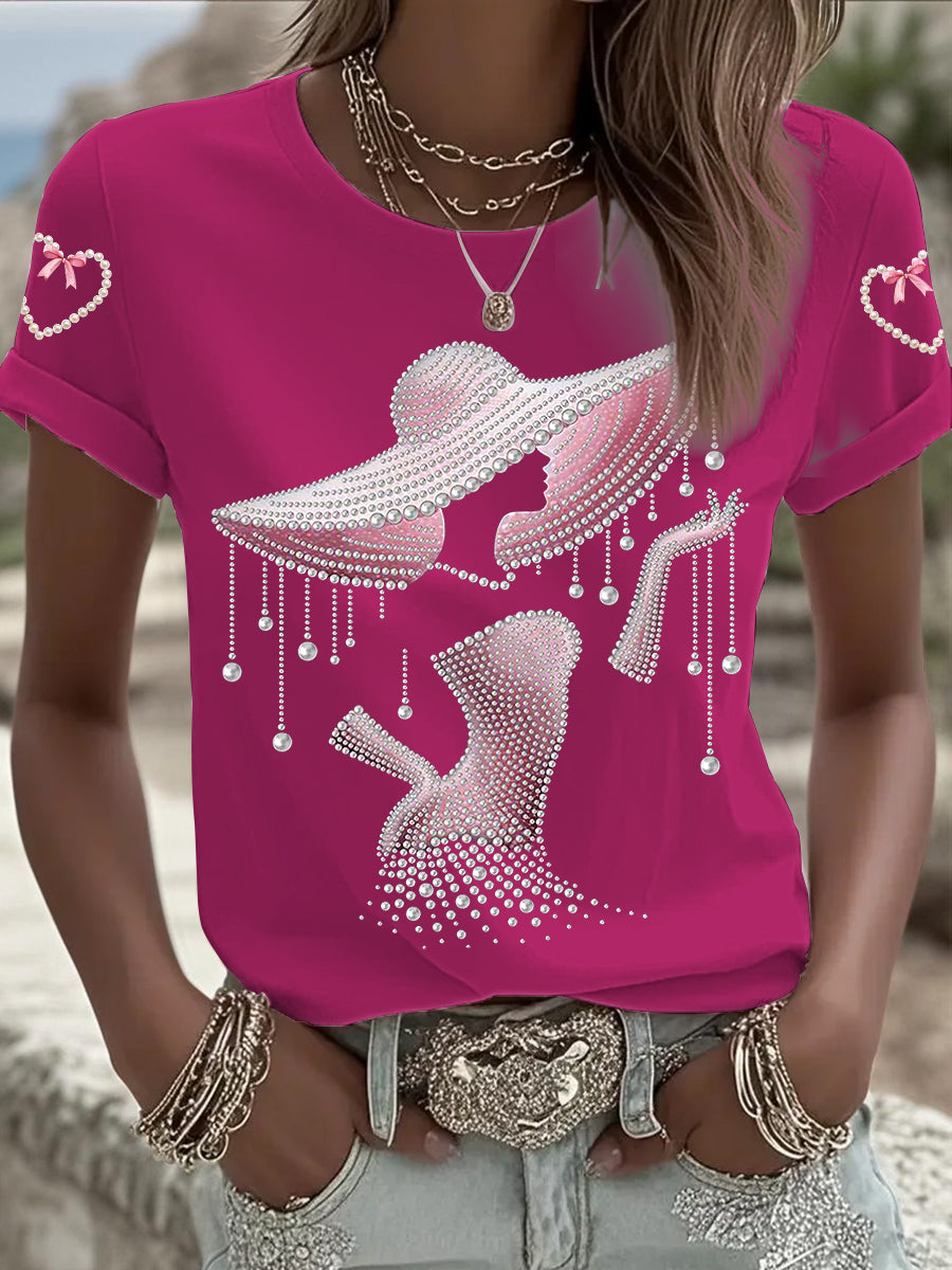 Kurzärmliges T-Shirt für Frauen mit Brustkrebs bewusstsein
