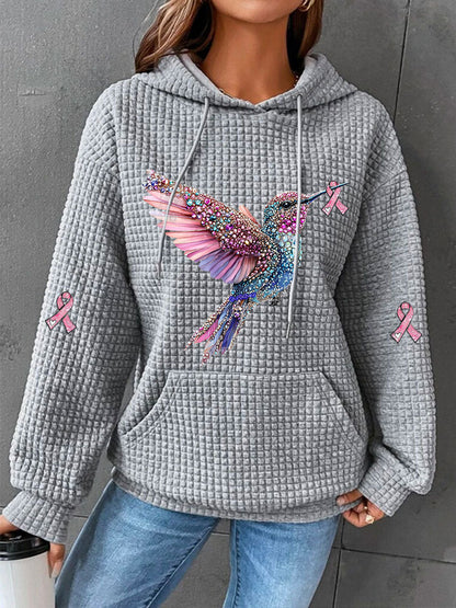Damen-Kapuzen pullover mit rosafarbener Waffel druck