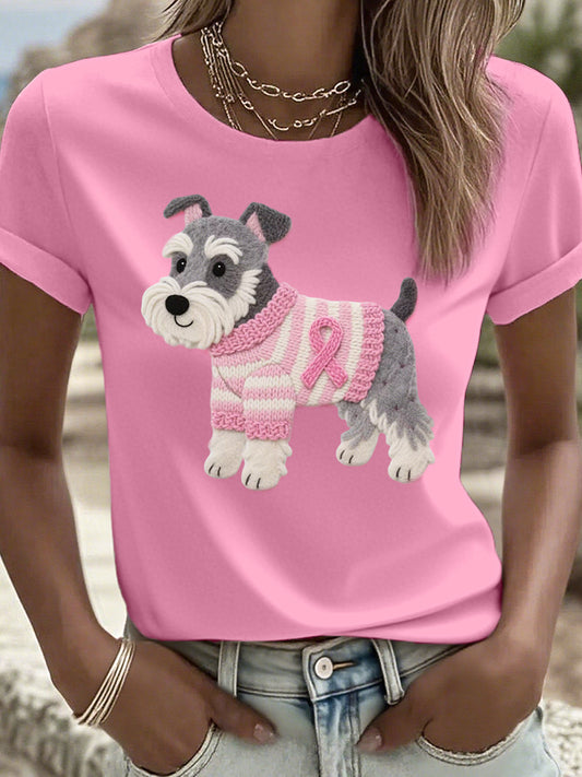 Frauen Filz Kunst Schnauzer Hunde muster T-Shirt