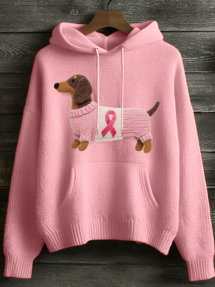 Damen schöner Dackel Filz kunst Gemütlicher Strick-Hoodie