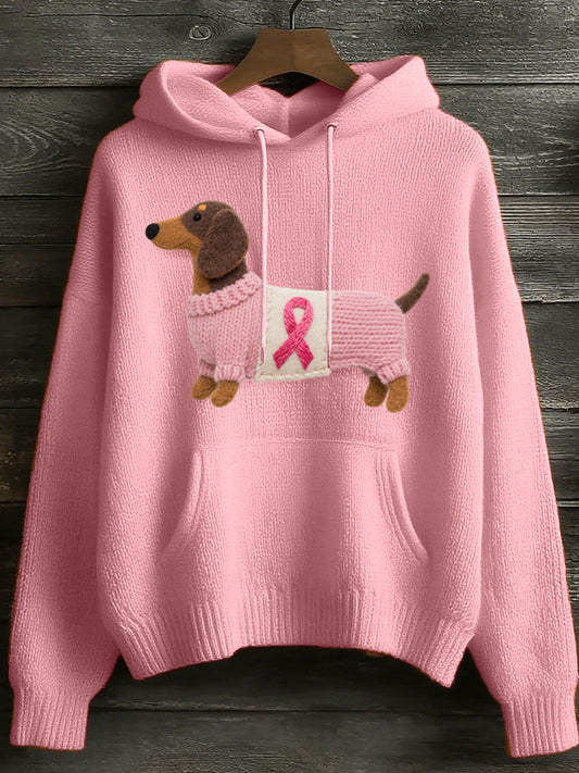 Damen schöner Dackel Filz kunst Gemütlicher Strick-Hoodie