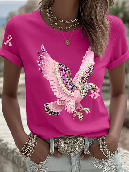 Damen-T-Shirt mit rosa Farbband druck