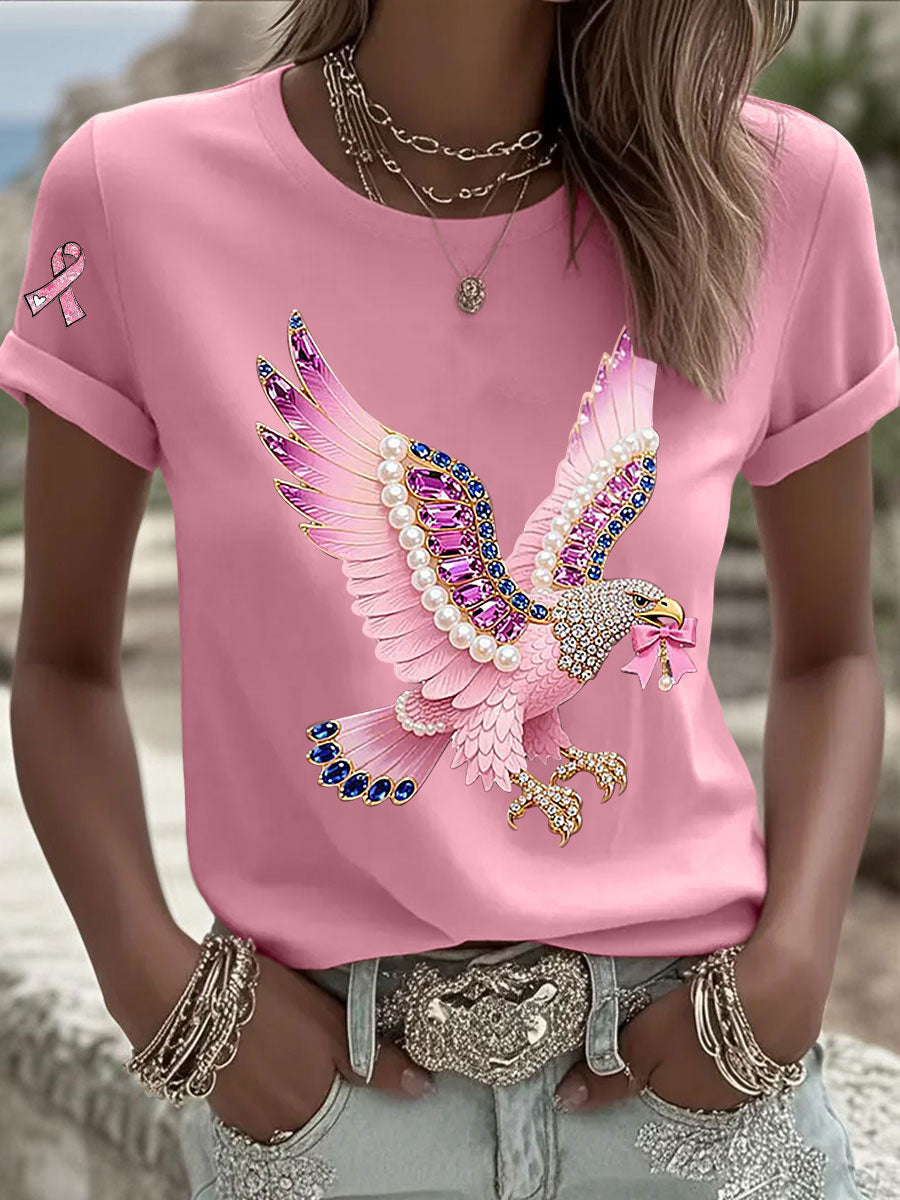 Damen-T-Shirt mit rosa Farbband druck