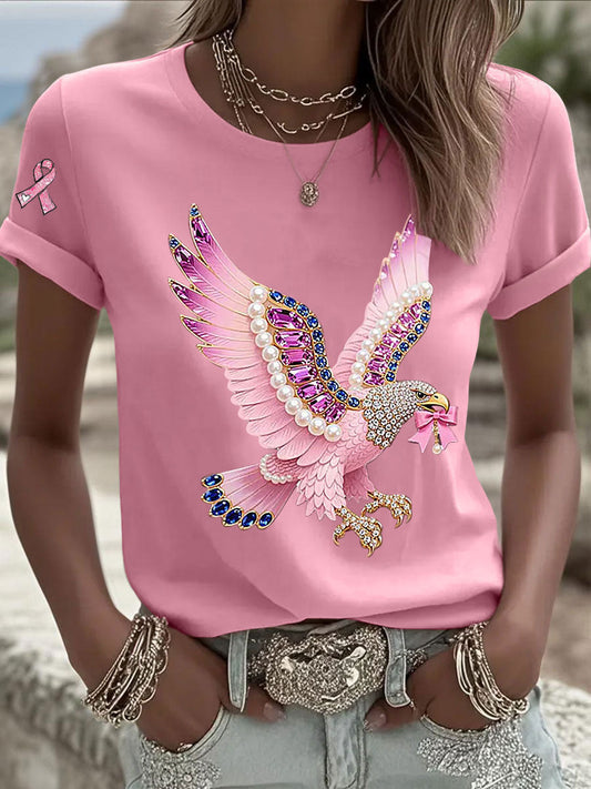 Damen-T-Shirt mit rosa Farbband druck