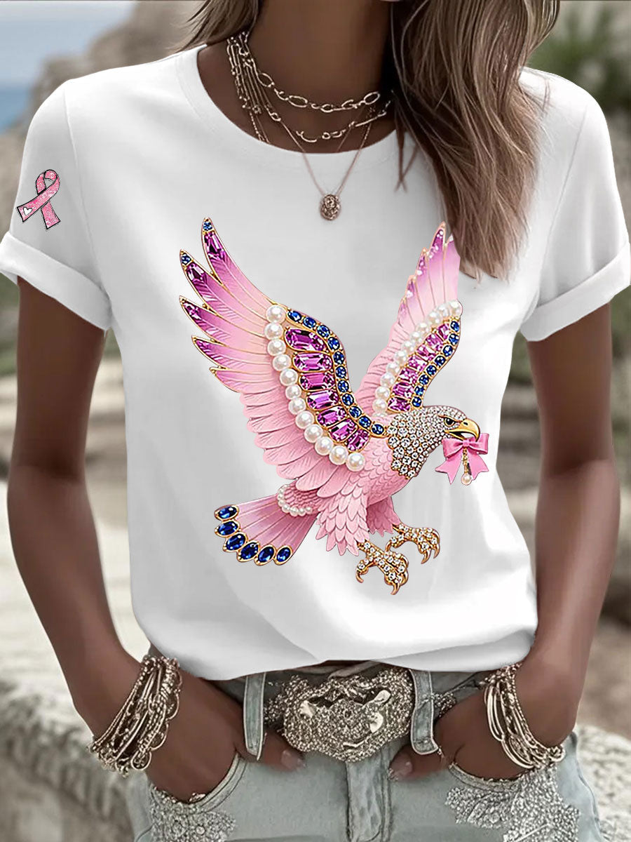 Damen-T-Shirt mit rosa Farbband druck