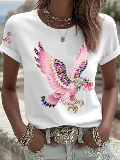 Damen-T-Shirt mit rosa Farbband druck