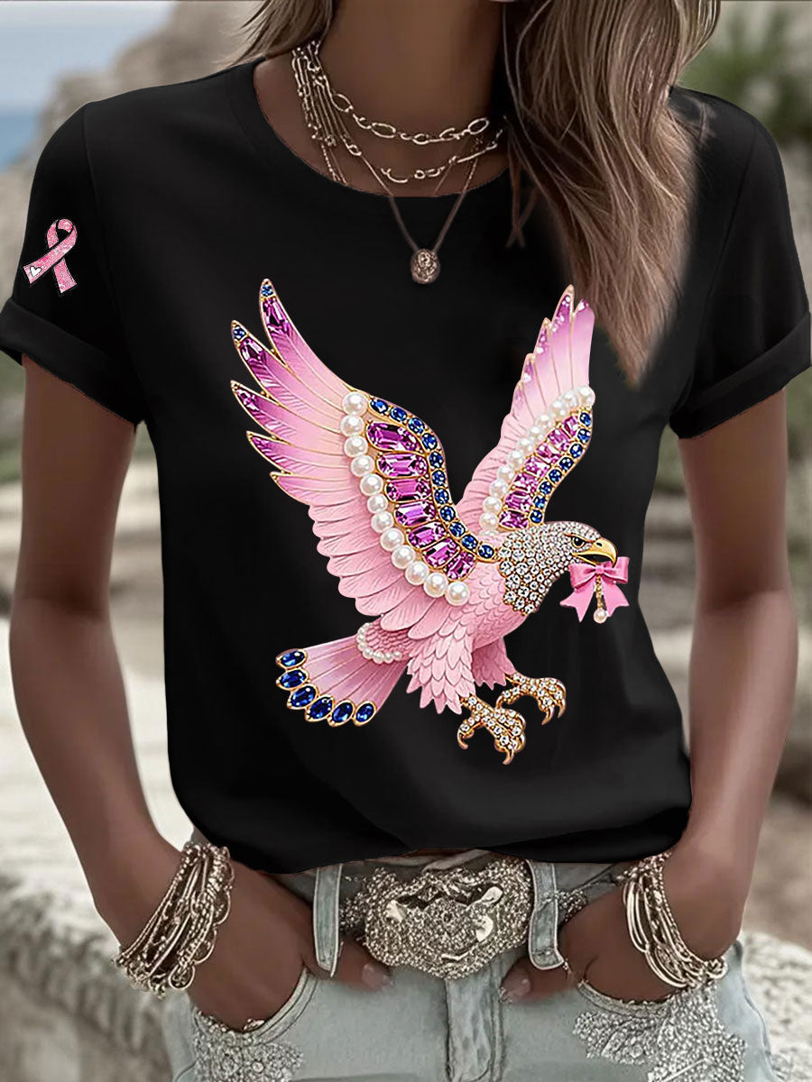 Damen-T-Shirt mit rosa Farbband druck