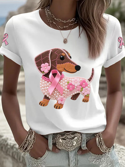 Damen-T-Shirt mit rosa Farbband druck