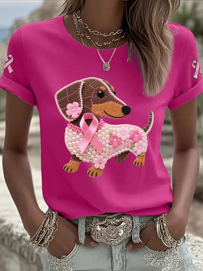 Damen-T-Shirt mit rosa Farbband druck