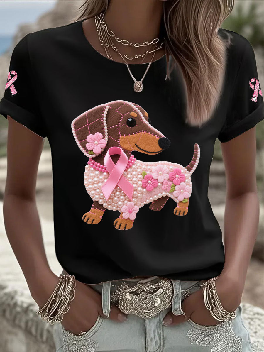 Damen-T-Shirt mit rosa Farbband druck