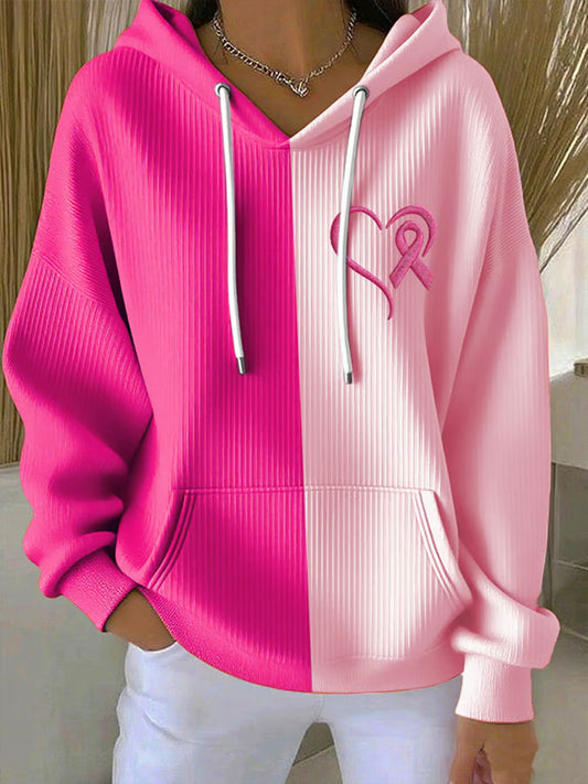 Damen-Kapuzen pullover mit rosa Farbband druck