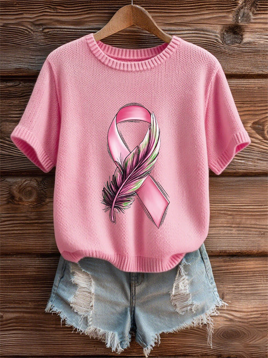 Frauen Brustkrebs Bewusstsein Rosa Band Kurzarm T-Shirt