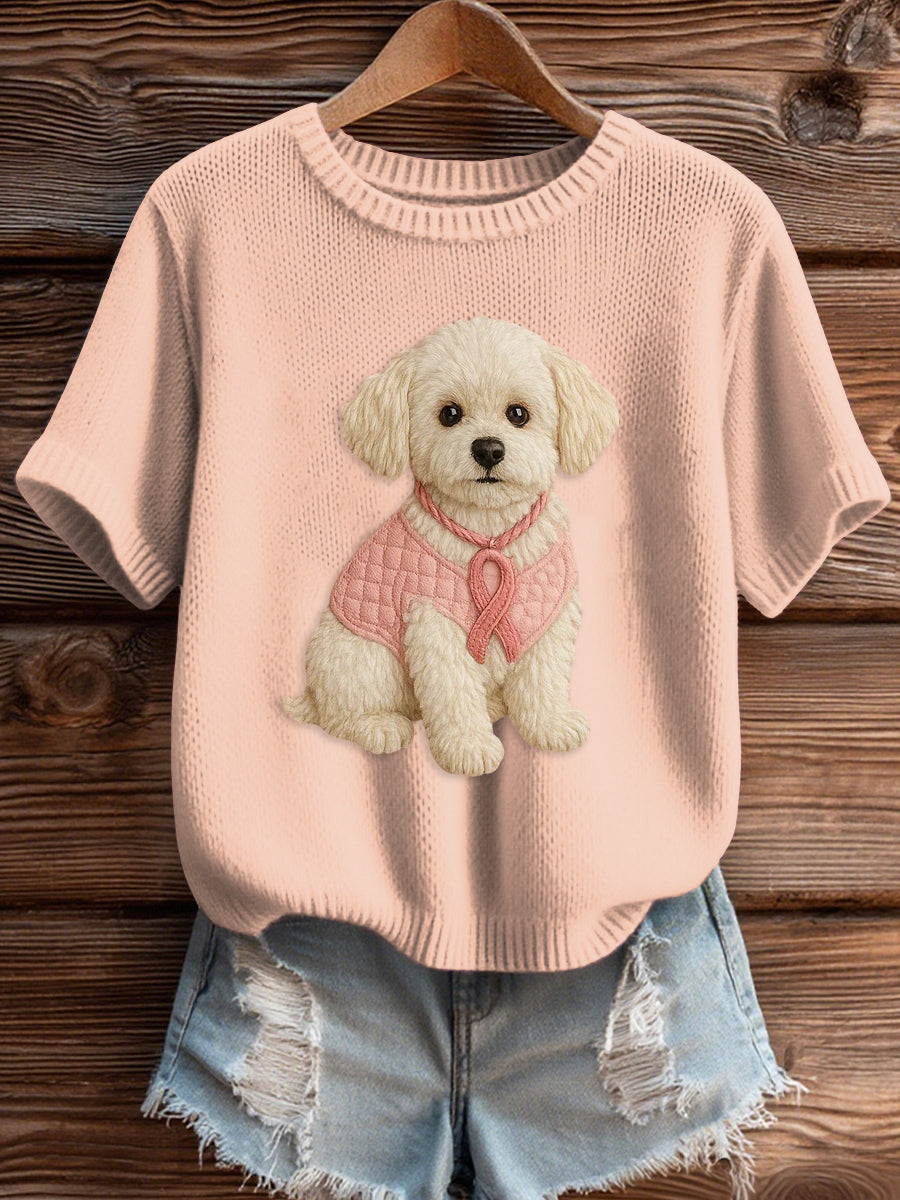 Damen-Strick pullover mit rosa Brust krebs aufdruck