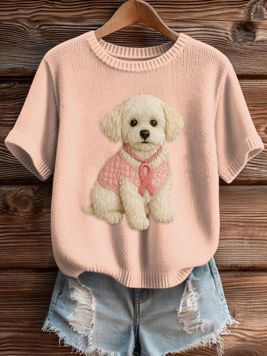 Damen-Strick pullover mit rosa Brust krebs aufdruck