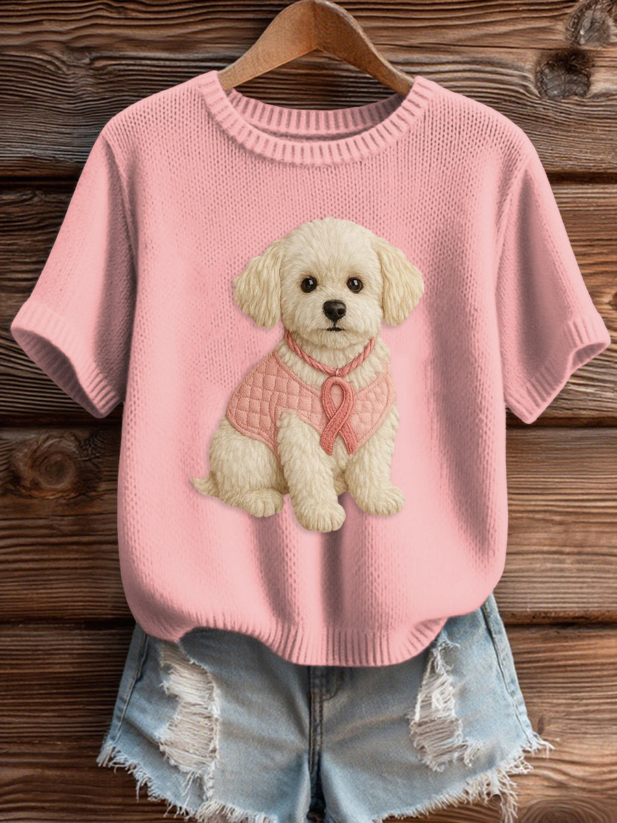 Damen-Strick pullover mit rosa Brust krebs aufdruck