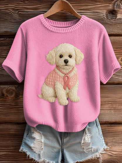 Damen-Strick pullover mit rosa Brust krebs aufdruck