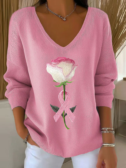 Frauen Brustkrebs Bewusstsein Pink Ribbon Print Casual Top