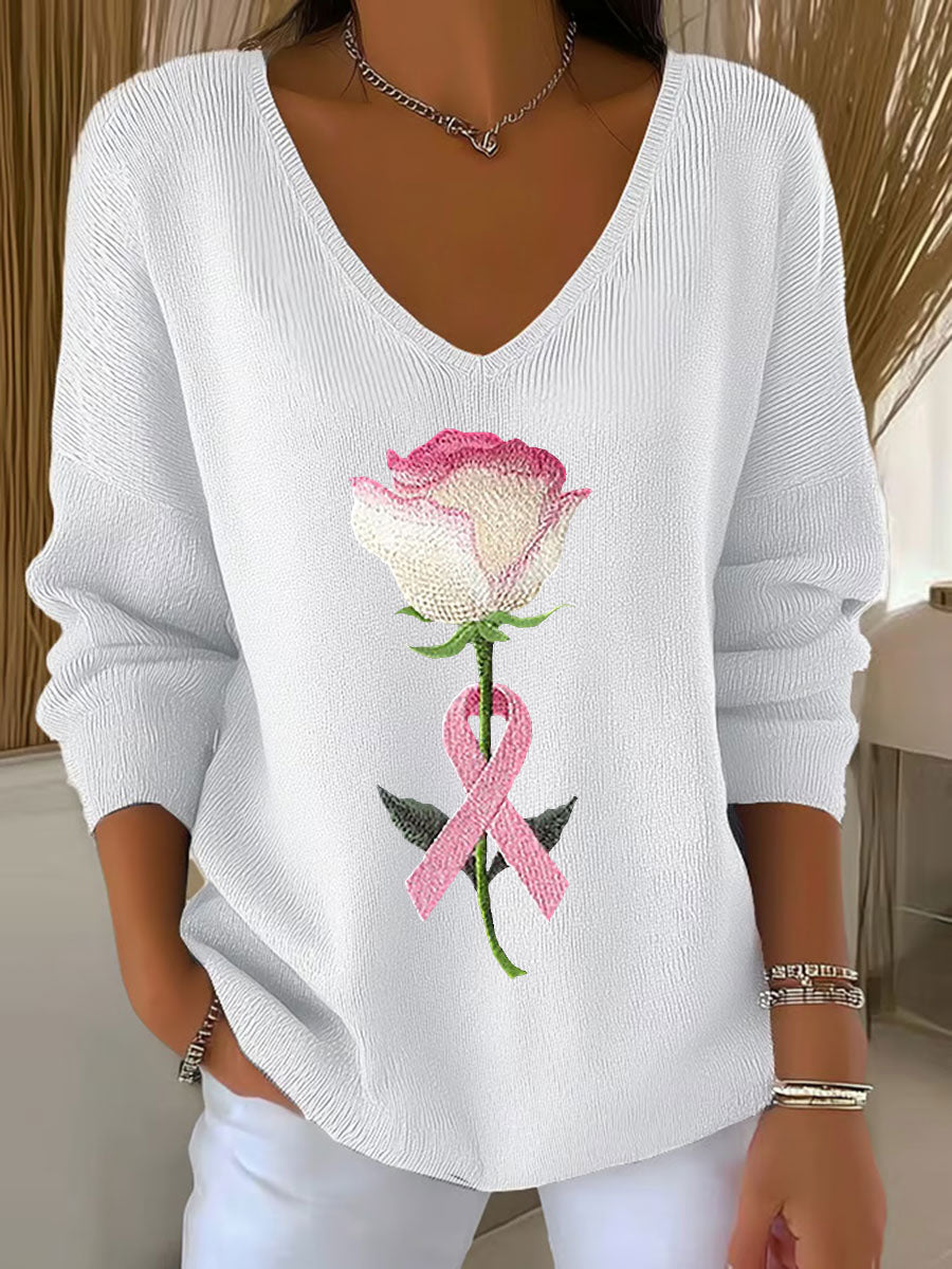 Frauen Brustkrebs Bewusstsein Pink Ribbon Print Casual Top