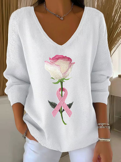 Frauen Brustkrebs Bewusstsein Pink Ribbon Print Casual Top