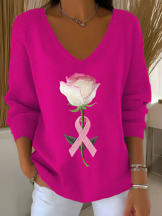 Frauen Brustkrebs Bewusstsein Pink Ribbon Print Casual Top