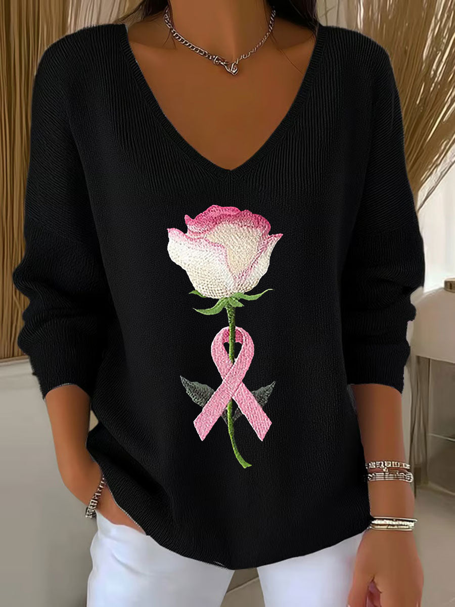 Frauen Brustkrebs Bewusstsein Pink Ribbon Print Casual Top