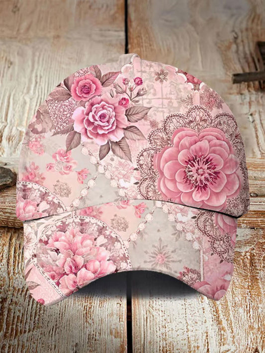 Rosa Blumen druck Casual Unisex Hut