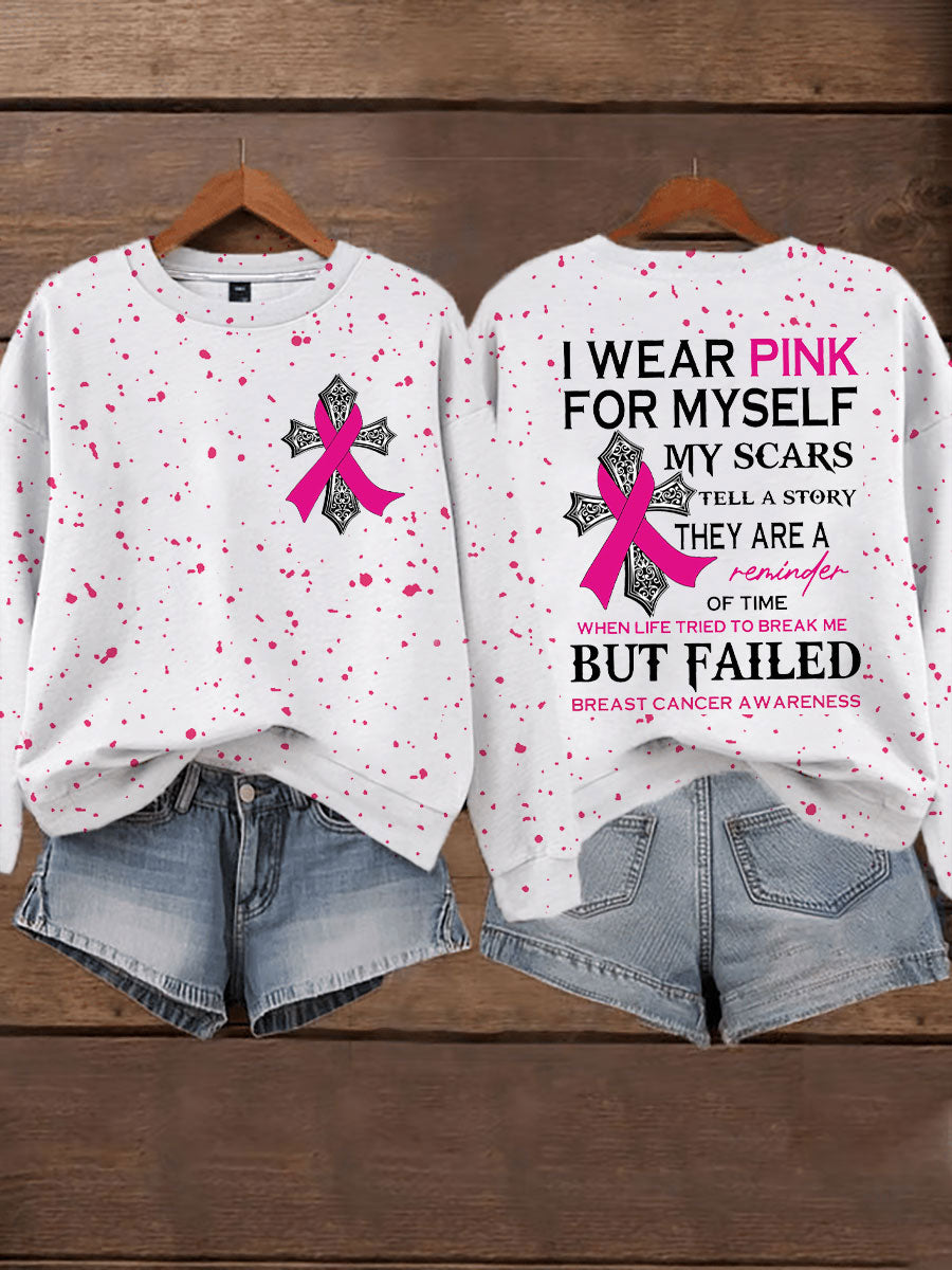Frauen Brustkrebs Bewusstsein Ich trage Rosa für mich selbst Meine Narben erzählen eine Geschichte Sweatshirt